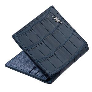 Luxury Alligator Leather Wallet – Handmade Slim Minimalist Bold Blue Wallet